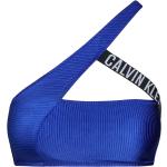 Blaue Calvin Klein One Shoulder Bandeau Bikinitops für Damen Größe XS 