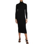 Schwarze Bestickte Langärmelige Calvin Klein Rollkragen Jerseykleider aus Jersey enganliegend für Damen Größe XS 