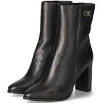 Schwarze Calvin Klein Ankle Boots & Klassische Stiefeletten mit Reißverschluss aus Leder für Damen Größe 38 