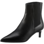 Schwarze Elegante Calvin Klein Spitze Pfennigabsatz Ankle Boots & Klassische Stiefeletten in Schmalweite aus Leder für Damen Größe 39 
