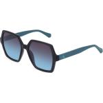 Blaue Calvin Klein Rechteckige Kunststoffsonnenbrillen für Damen 