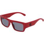 Rote Calvin Klein Rechteckige Kunststoffsonnenbrillen für Herren 