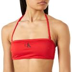 Reduzierte Rote Calvin Klein Bandeau Bikinitops ohne Verschluss aus Polyester für Damen Größe M 