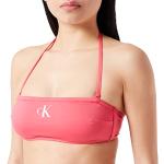 Reduzierte Pinke Calvin Klein Bandeau Bikinitops ohne Verschluss aus Polyester gepolstert für Damen Größe L 