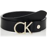Reduzierte Schwarze Calvin Klein CK Ledergürtel aus Leder für Damen Übergrößen Länge 80 