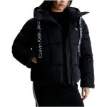 Reduzierte Schwarze Gesteppte Elegante Calvin Klein Daunenjacken mit Kapuze mit Reißverschluss mit Kapuze für Damen Größe S 