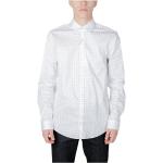 Reduzierte Weiße Langärmelige Calvin Klein Herrenlangarmhemden aus Twill Größe XL für den für den Herbst 