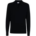 Schwarze Unifarbene Elegante Langärmelige Calvin Klein Langarm-Poloshirts für Herren Größe XL 