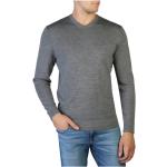 Reduzierte Graue Unifarbene Langärmelige Calvin Klein V-Ausschnitt Strickpullover aus Wolle maschinenwaschbar für Herren Größe L für den für den Herbst 