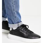 Schwarze Calvin Klein Low Sneaker mit Schnürsenkel aus Leder für Herren Größe 42 