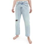 Reduzierte Hellblaue Calvin Klein Jeans Straight Leg Jeans mit Reißverschluss aus Denim für Herren für den für den Herbst 