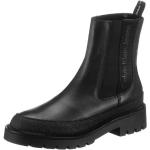 Schwarze Calvin Klein Jeans Runde Blockabsatz Chelsea-Boots in Normalweite aus Leder für Damen Größe 42 