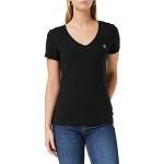 Reduzierte Schwarze Kurzärmelige Calvin Klein Jeans V-Ausschnitt T-Shirts aus Baumwolle für Damen Größe S 
