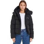 Reduzierte Schwarze Calvin Klein Jeans Winterjacken mit Reißverschluss mit Kapuze für Damen Größe XXL für den für den Winter 
