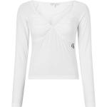 Weiße Langärmelige Calvin Klein Jeans Damenlongsleeves & Damenlangarmshirts aus Denim Größe XS 
