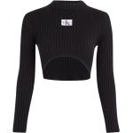Schwarze Calvin Klein Jeans Damensweatshirts aus Baumwolle Cropped Größe L für den für den Herbst 