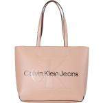 Sandfarbene Calvin Klein Jeans Damenshopper aus Leder Klein 