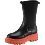 Schwarze Calvin Klein Jeans Runde Plateauabsatz Chelsea-Boots in Normalweite aus Leder für Damen Größe 40 