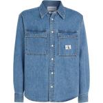 Blaue Langärmelige Calvin Klein Jeans Kentkragen Herrenjeanshemden aus Baumwollmischung Größe M 