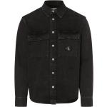 Schwarze Unifarbene Calvin Klein Jeans Kentkragen Herrenjeanshemden aus Denim Größe L 