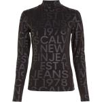 Schwarze Langärmelige Calvin Klein Jeans Stehkragen Damenlongsleeves & Damenlangarmshirts Größe XS 