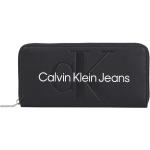 Schwarze Calvin Klein Jeans Damenkellnerbörsen mit Reißverschluss klein 