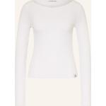 Weiße Langärmelige Calvin Klein Jeans U-Boot-Ausschnitt Damenlongsleeves & Damenlangarmshirts aus Polyester Größe M 