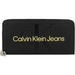 Schwarze Calvin Klein Jeans Damenkellnerbörsen mit Reißverschluss aus Kunstfaser klein 