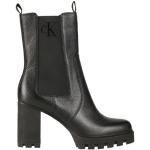 Reduzierte Schwarze Calvin Klein Jeans Runde Blockabsatz Chelsea-Boots aus Leder für Damen Größe 41 