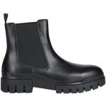 Reduzierte Schwarze Calvin Klein Jeans Runde Blockabsatz Chelsea-Boots aus Leder für Herren Größe 45 