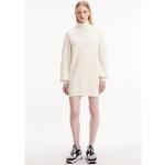 Offwhitefarbene Bestickte Langärmelige Calvin Klein Jeans Sweatkleider aus Baumwolle für Damen Größe XL 