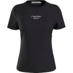 Schwarze Kurzärmelige Calvin Klein Jeans Rundhals-Ausschnitt T-Shirts aus Jersey für Damen Größe XS 