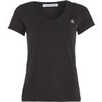 Schwarze Calvin Klein Jeans V-Ausschnitt T-Shirts für Damen Größe S 