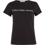 Schwarze Calvin Klein Jeans Rundhals-Ausschnitt T-Shirts für Damen Größe S 
