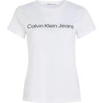 Weiße Calvin Klein Jeans Rundhals-Ausschnitt T-Shirts für Damen Größe L 