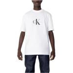 Reduzierte Weiße Kurzärmelige Calvin Klein Jeans Bio Rundhals-Ausschnitt T-Shirts aus Denim maschinenwaschbar für Herren Größe XS für den für den Frühling 