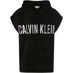 Schwarze Unifarbene Calvin Klein Bademäntel mit Kapuze aus Frottee mit Kapuze für Herren Größe L 
