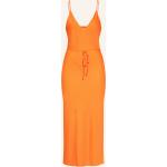 Orange Ärmellose Calvin Klein V-Ausschnitt Spaghettiträger-Kleider aus Viskose für Damen Größe S für den für den Winter 