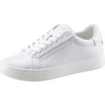Weiße Calvin Klein Low Sneaker in Normalweite aus Leder Leicht für Damen mit Absatzhöhe bis 3cm 