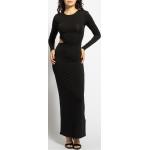 Reduzierte Schwarze Unifarbene Calvin Klein Maxi Strickkleider mit Cutwork aus Jersey für Damen Übergrößen 