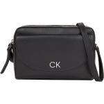 Reduzierte Schwarze Calvin Klein CK Damenschultertaschen & Damenshoulderbags mit Reißverschluss aus PU klein 