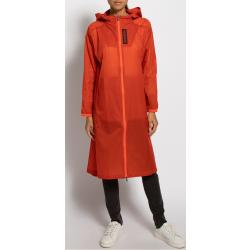Reduzierte Orange Wasserdichte Calvin Klein Designer Regenmäntel mit Reißverschluss mit Kapuze für Damen 