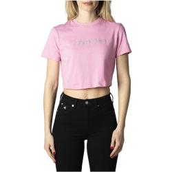 Calvin Klein, Rosa Bedrucktes Rundhals T-Shirt Pink, Damen, Größe: L