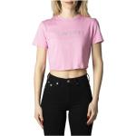 Reduzierte Pinke Kurzärmelige Calvin Klein Rundhals-Ausschnitt T-Shirts für Damen Größe M 