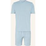 Blaue Kurzärmelige Calvin Klein Pyjamas kurz aus Jersey für Herren Übergrößen 
