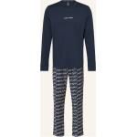 Reduzierte Dunkelblaue Calvin Klein Pyjamas lang aus Jersey für Herren Übergrößen 