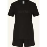 Schwarze Kurzärmelige Calvin Klein Pyjamas kurz aus Jersey für Damen Größe S 