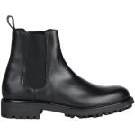 Reduzierte Schwarze Calvin Klein Runde Blockabsatz Chelsea-Boots aus Leder für Herren Größe 45 
