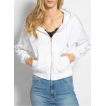 Reduzierte Weiße Unifarbene Calvin Klein Zip Hoodies & Sweatjacken mit Reißverschluss aus Baumwolle mit Kapuze für Damen Größe S 