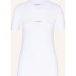 Reduzierte Weiße Calvin Klein T-Shirts aus Baumwolle für Damen Größe S 